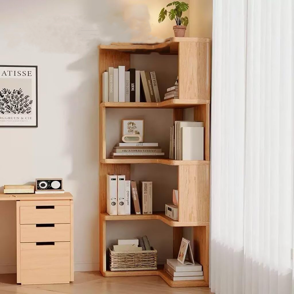 Estantería Esquinera de Madera Maciza de 4 Niveles y 40×40×130 cm.-2