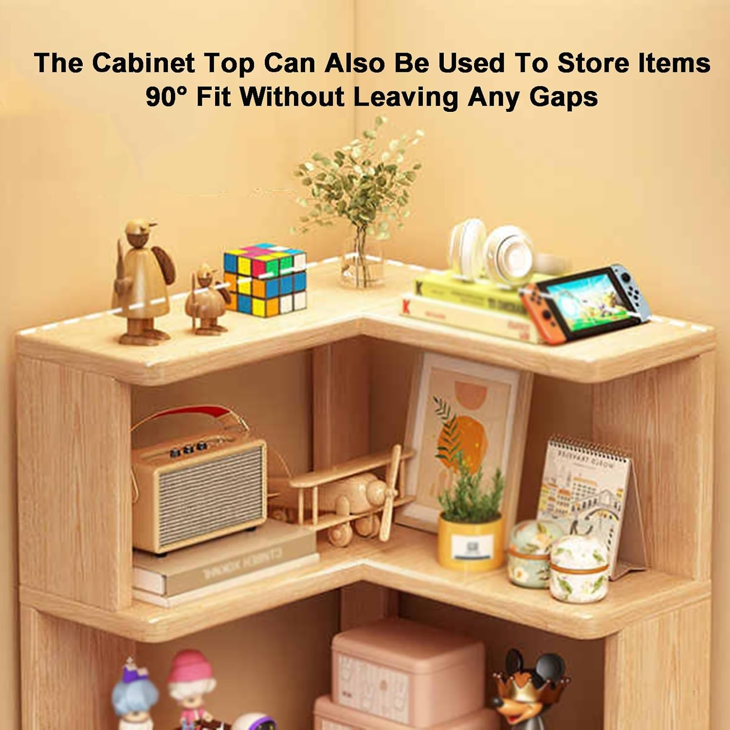 Estantería Esquinera de Madera Maciza de 4 Niveles y 40×40×130 cm.-5