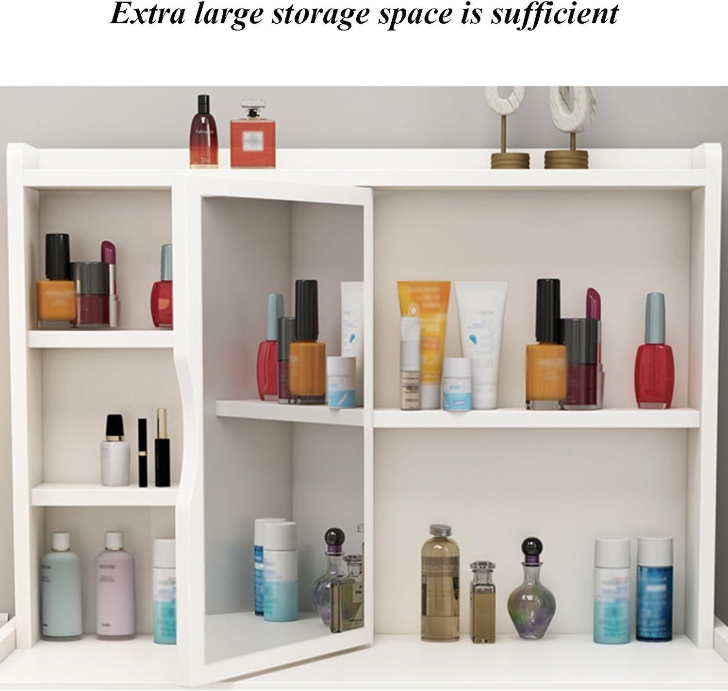 Tocador Con Taburete Y Espejo Giratorio 60×40×127cm-6