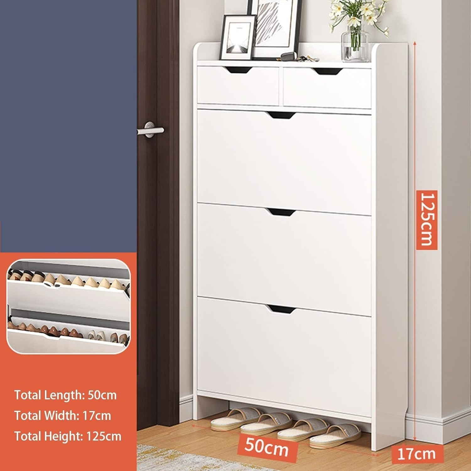 Mueble Zapatero De Cubo Basculante Ultrafino125×50×17CM-3