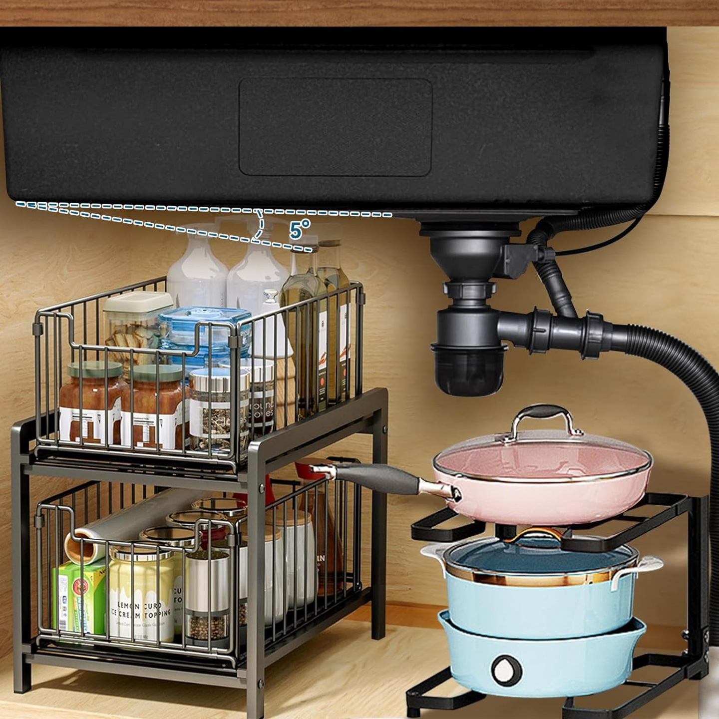 Combo Lavaplato Cascada Empotrado 68x45x21cm Acero Inoxidable Lavavaso-5