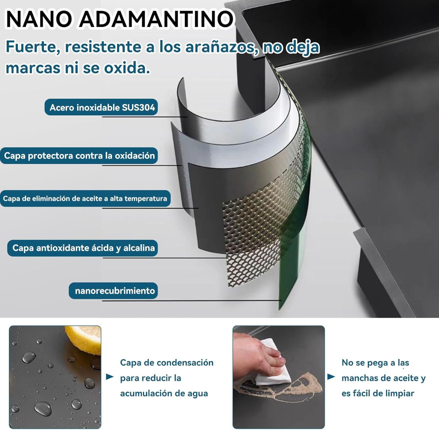 Combo Lavaplato Cascada Empotrado 68x45x21cm Acero Inoxidable Lavavaso-6