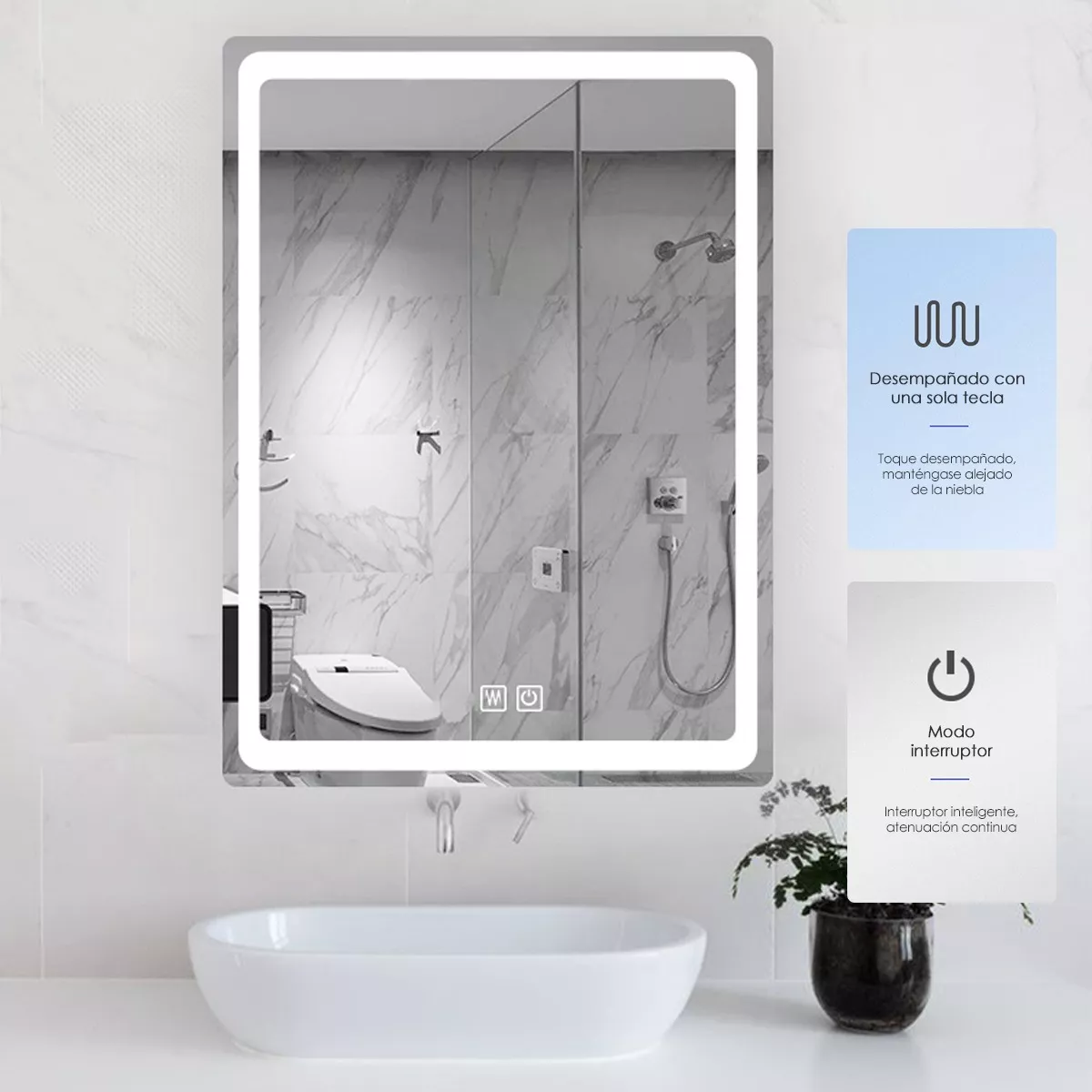 Espejo Con Luz Led Touch De Lujo Para Tocador O Baño 50x70cm-4