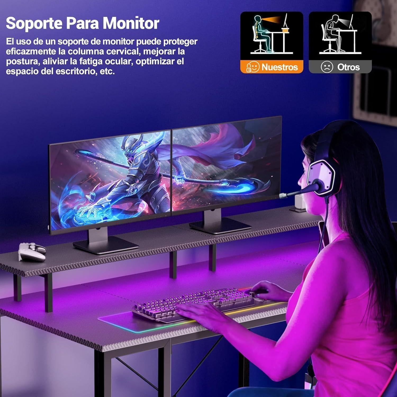 Escritorio Oficina Con Repisa Portavasos Puerto USB Ganchos120x50x85cm-4