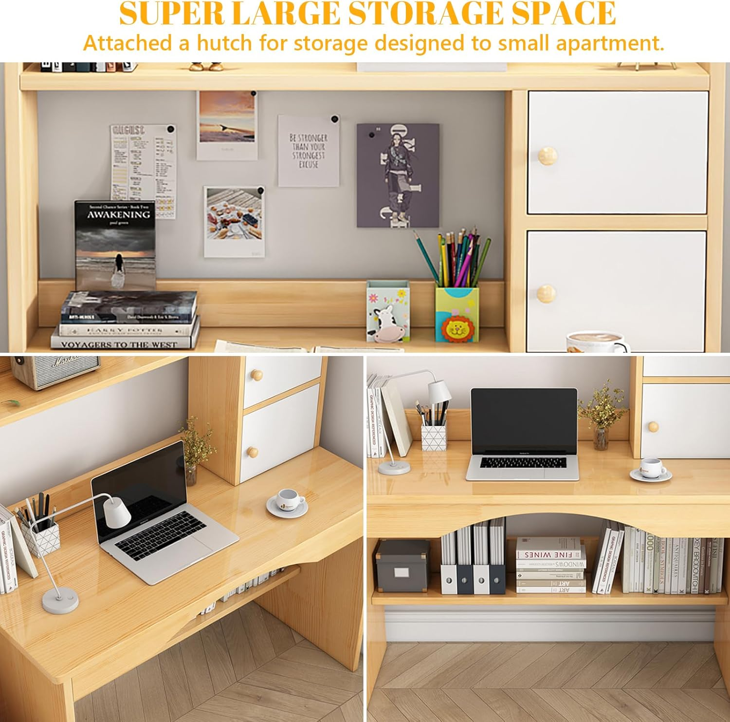 Escritorio Multiuso Moderno Con Estantes-100×48×113cm-2