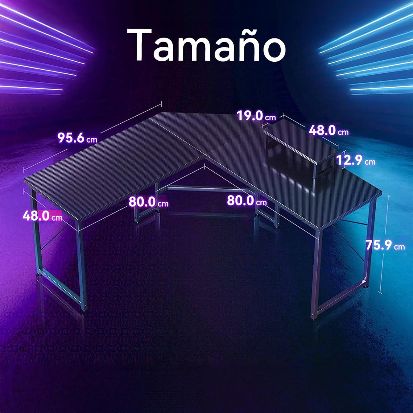 Escritorio Gamer En Forma de L de 51 pulgadas.-3