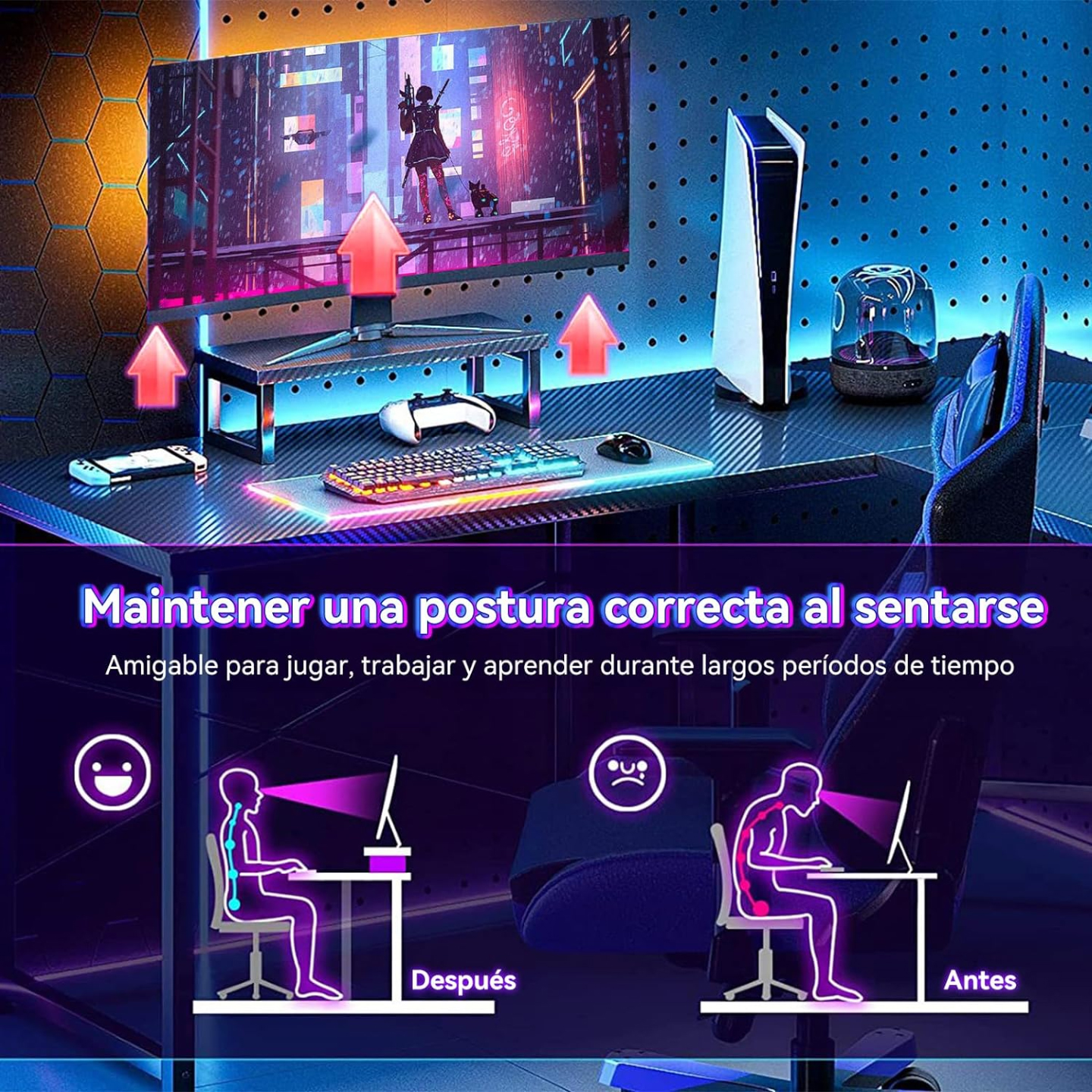 Escritorio Gamer En Forma de L de 51 pulgadas.-4