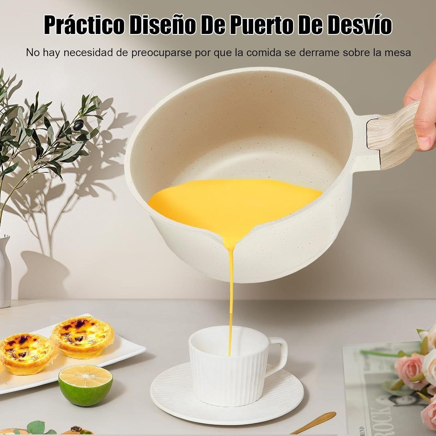 Juego Sartén Antiadherente Olla Leche 18cm Olla Sopa 24cm Sartén 30cm-2