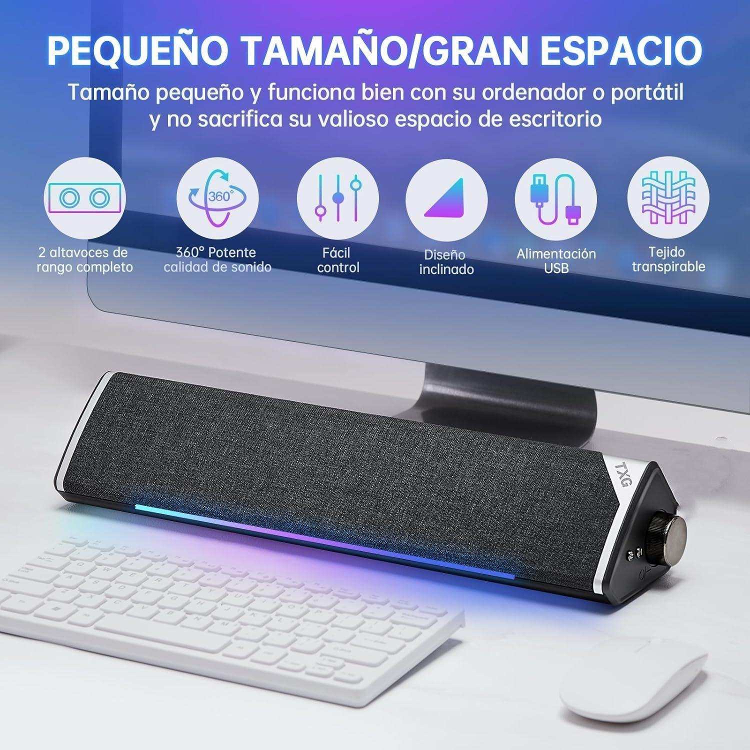 Soundbar Parlante Gamer PC TV RGB Inalámbricos Subwoofer USB-3