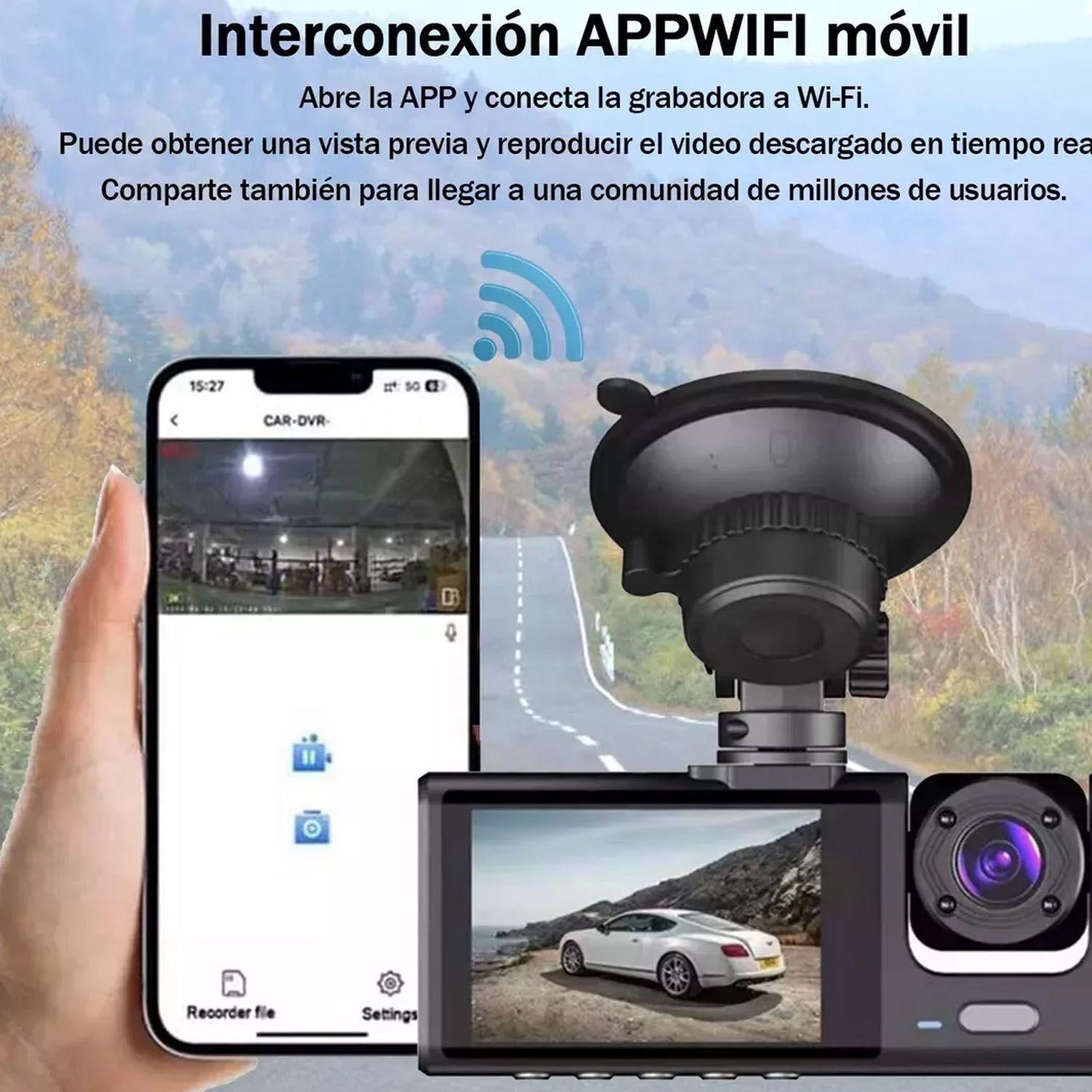 Cámara Para Auto Hd 1080p+wifi Accesorio Dashcamera 3 Cámara-2