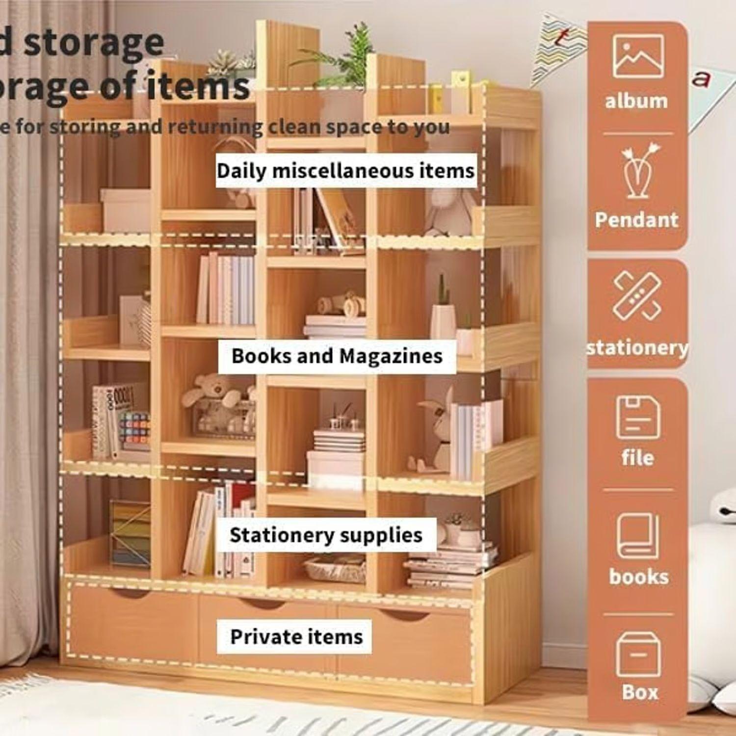 23 Pisos, Escritorio Organizador Estantes De Madera 23 Pisos Con Cajón-6