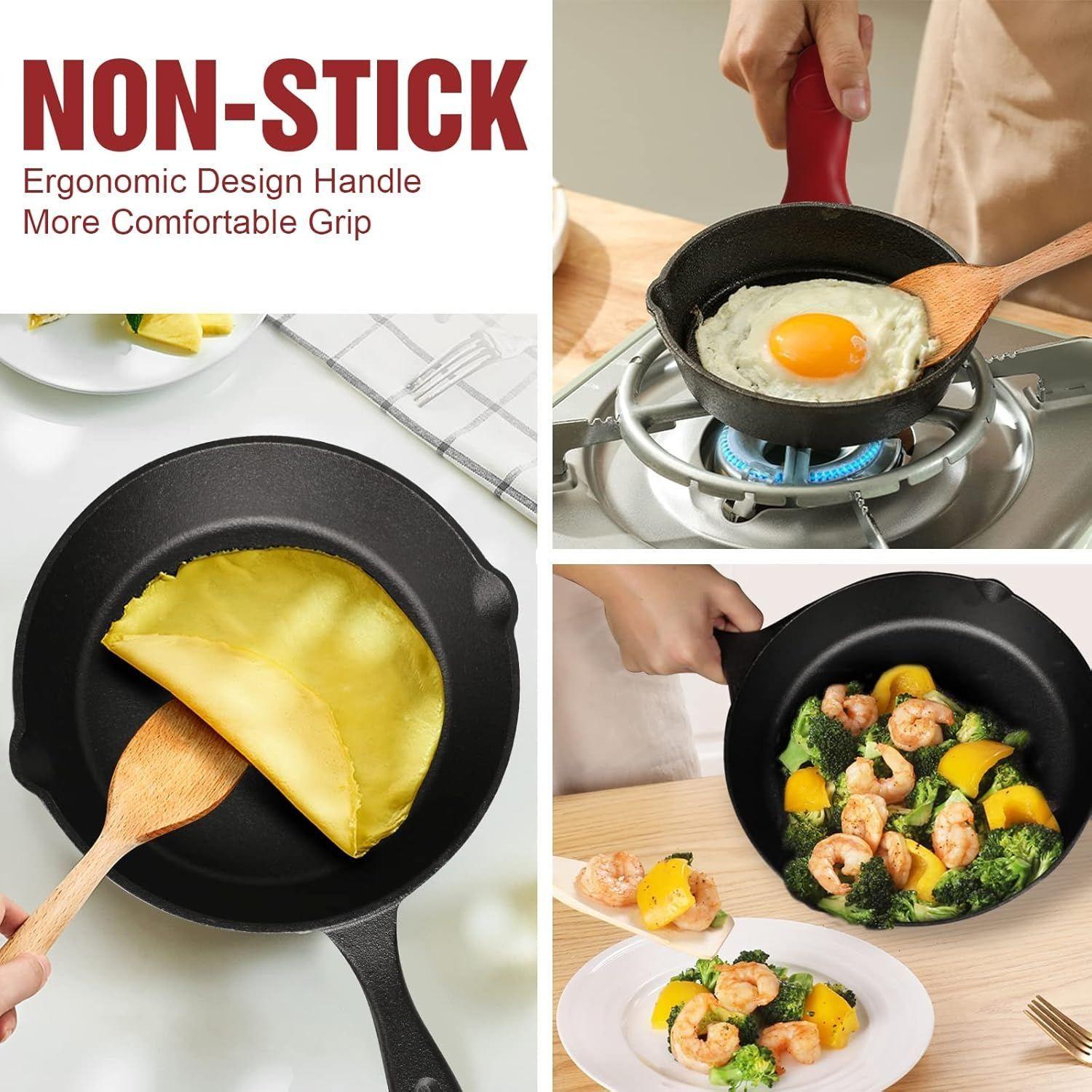 Set 3 Sartenes 16-26 cm Hierro Fundido Negro con 3 Asas Aisladas-4