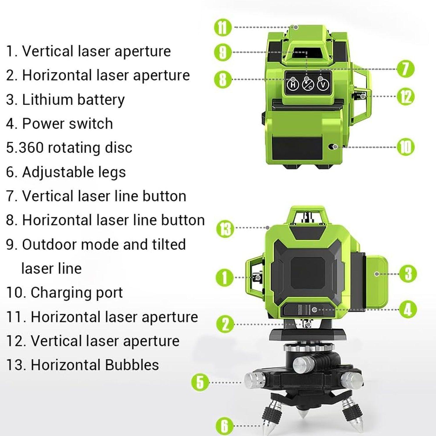 Nivel Láser De 16 Líneas Con Autonivelacion 2 Baterias-3