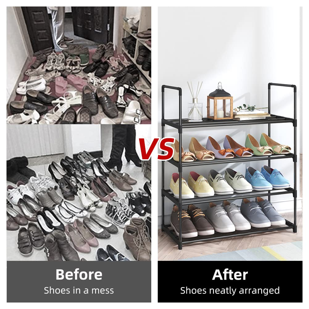 Zapatero 4 Niveles Zapatero 12 Pares  Metal Negro 60X26X72CM-4