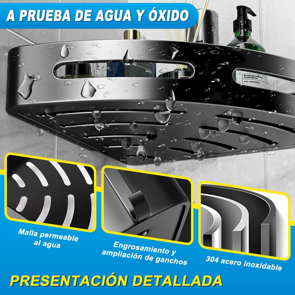 Estante de Almacenamiento de Ducha Estante de Esquina Estante de Baño-2