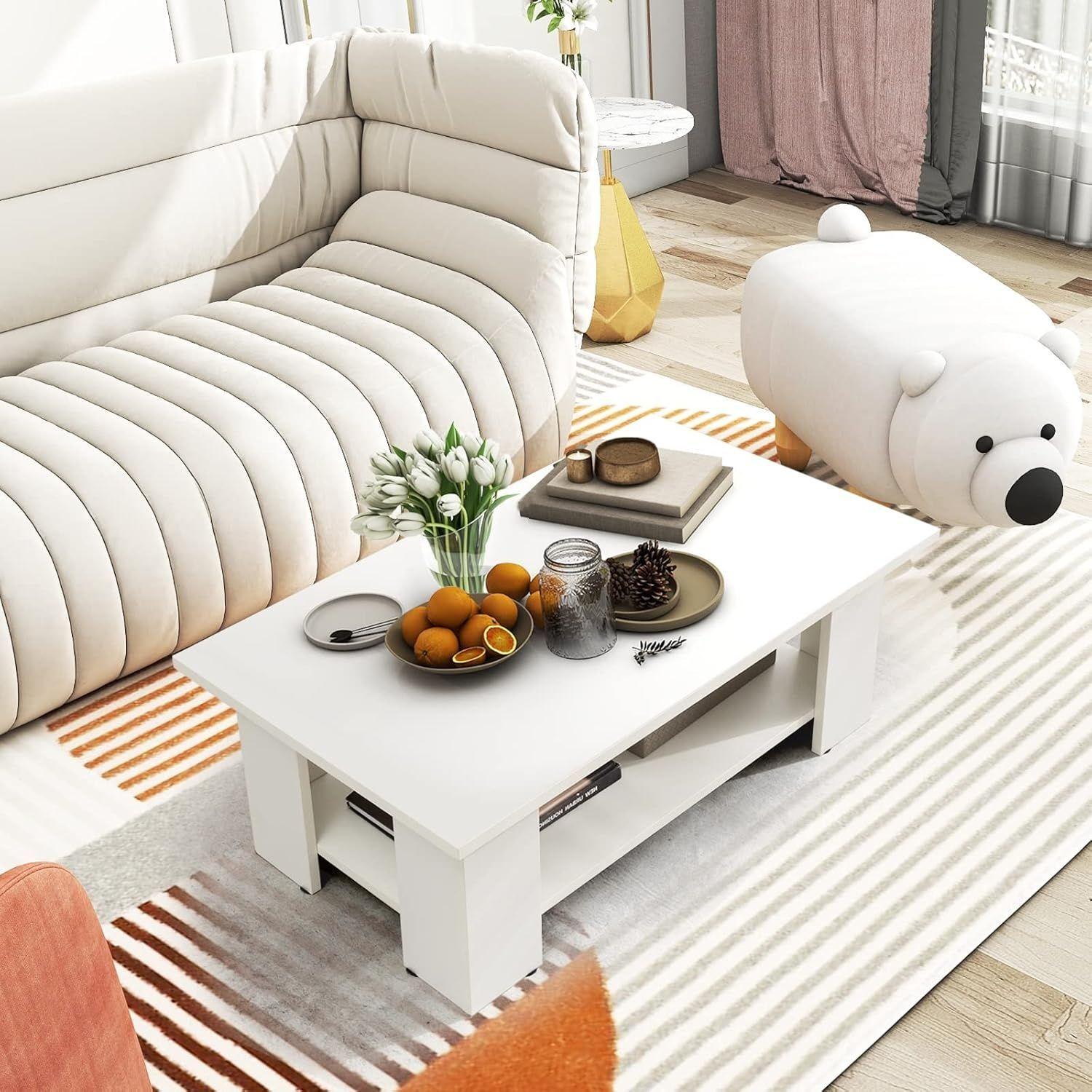 Mesa de centro blanco 100×48×42cm-2