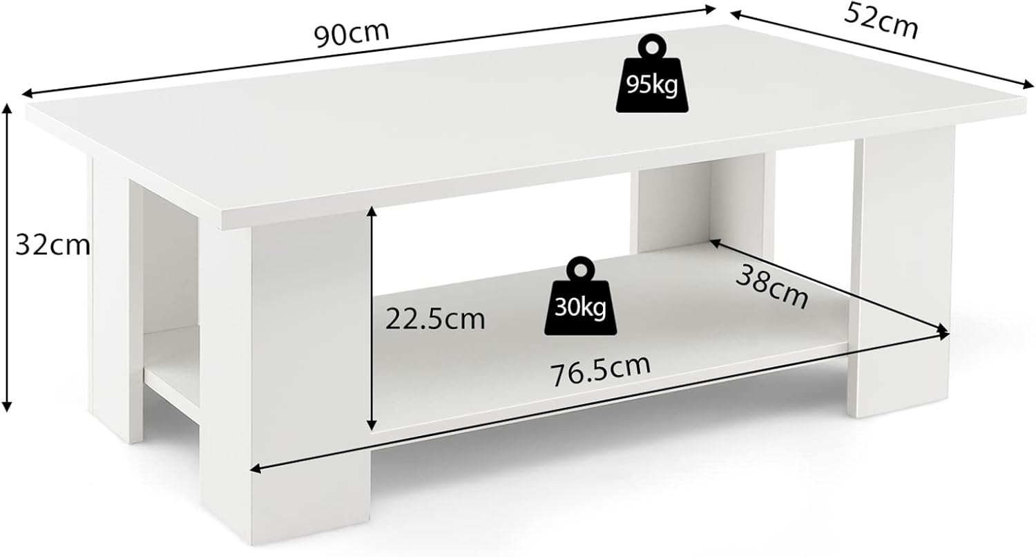 Mesa de centro blanco 100×48×42cm-3