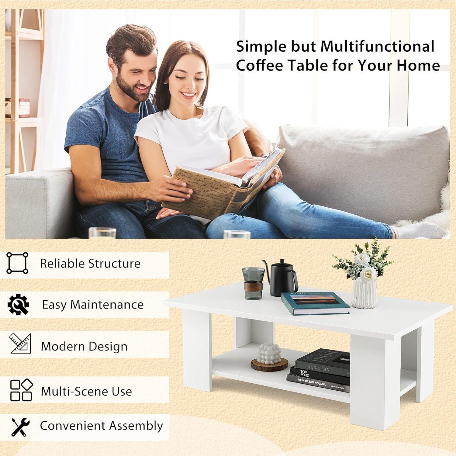 Mesa de centro blanco 100×48×42cm-4