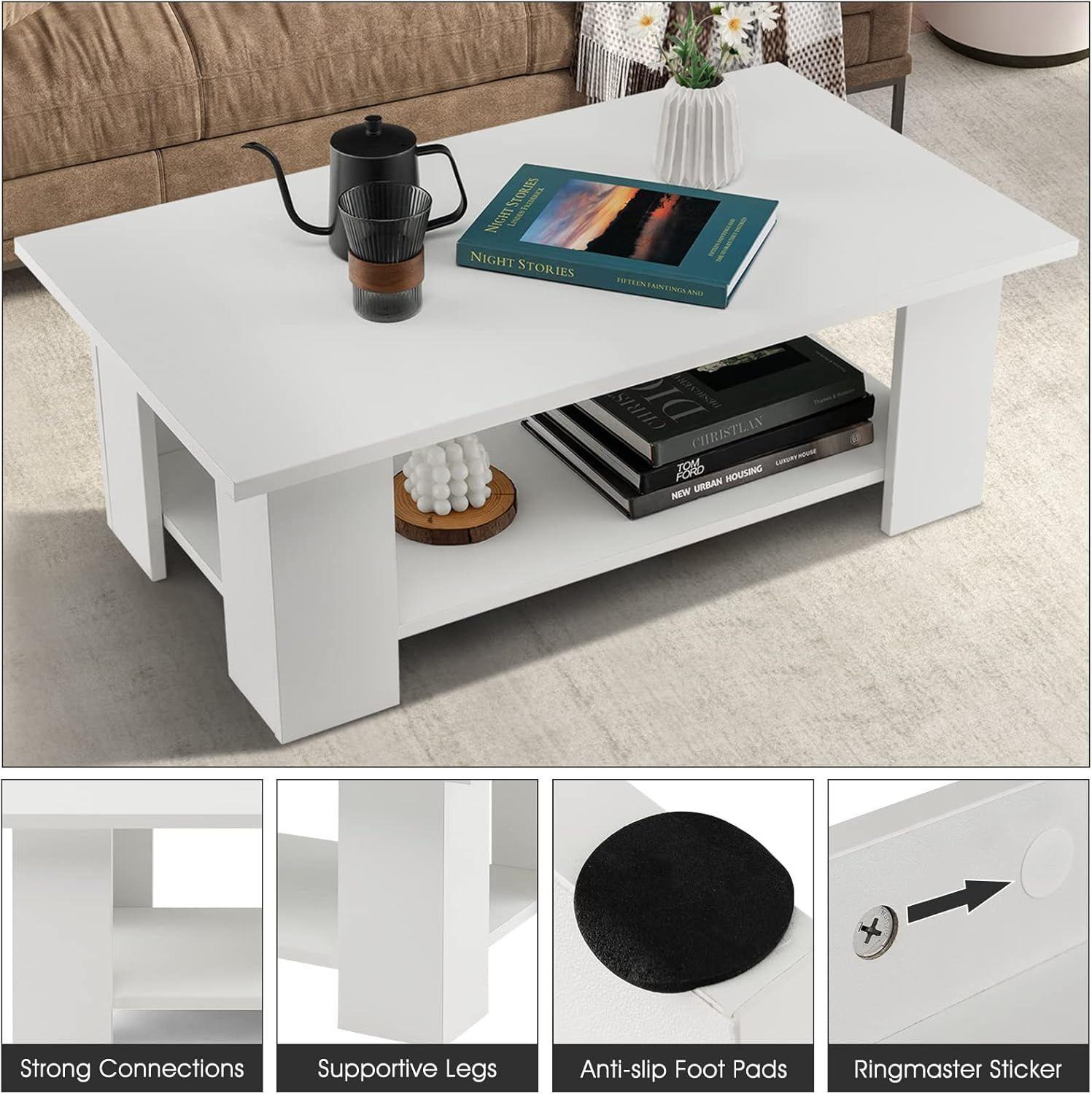 Mesa de centro blanco 100×48×42cm-5