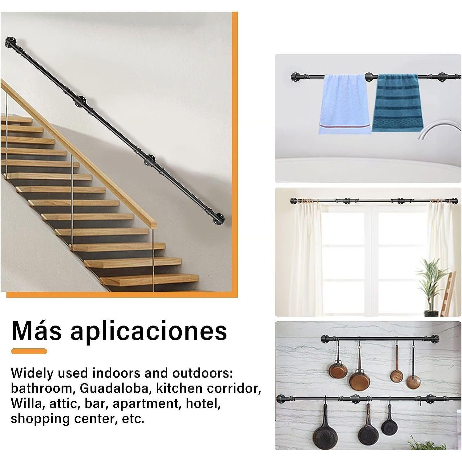 Pasamanos De Barandal De Escaleras Profesionales 3 Metro Negro-3