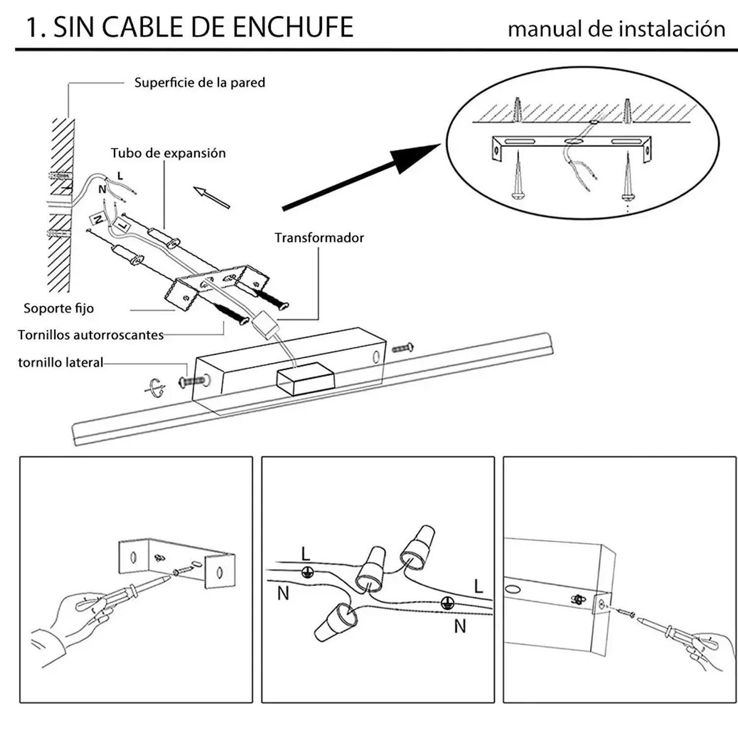 Lámpara Arbotante Espejo Dormitorio Pared Baño Luz Led 30cm-6