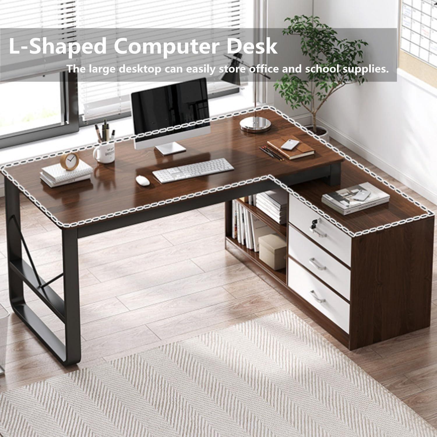 Escritorio Moderno Con Cajoneras 120x80x75cm Para Oficina-4