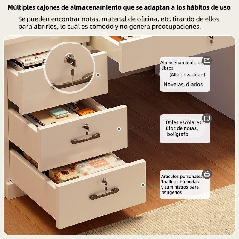 Escritorio Moderno Con Cajoneras 140x60x742cm Para Oficina-5