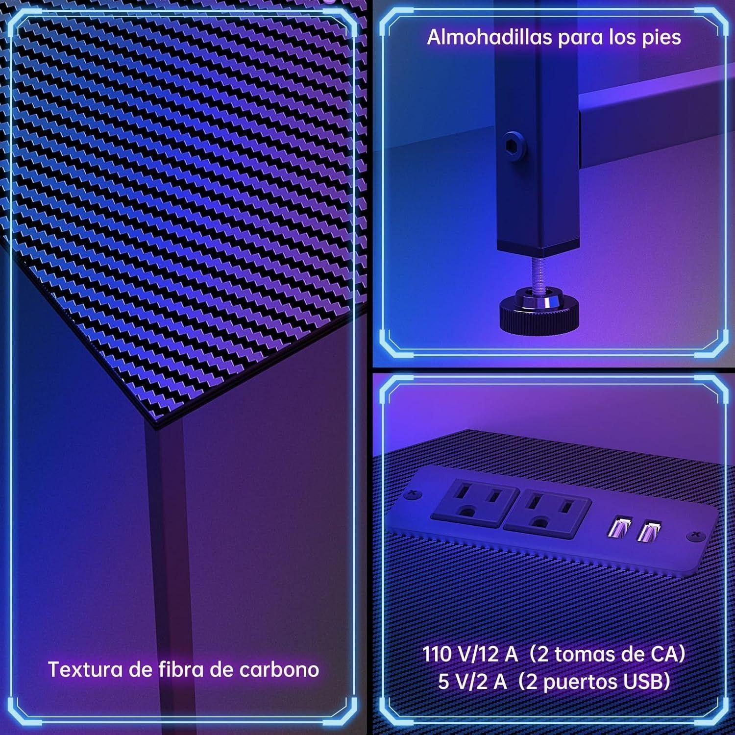 Escritorio En Forma L Con Repisa 4 Cajones Puerto USB 148x148x90CM-3