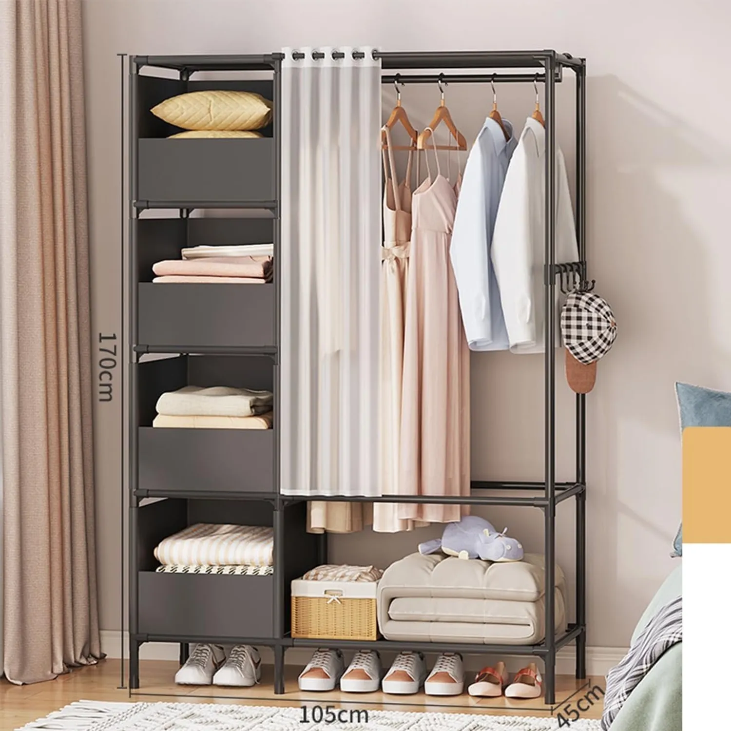 Armario Abierto De Dos Hileras-elegante Negro-2