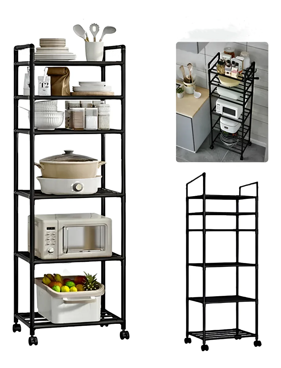 ESTANTERÍA ESTANTES DE COCINA DE 6 NIVELES CON POLEA 42 x 32 x 166CM-3