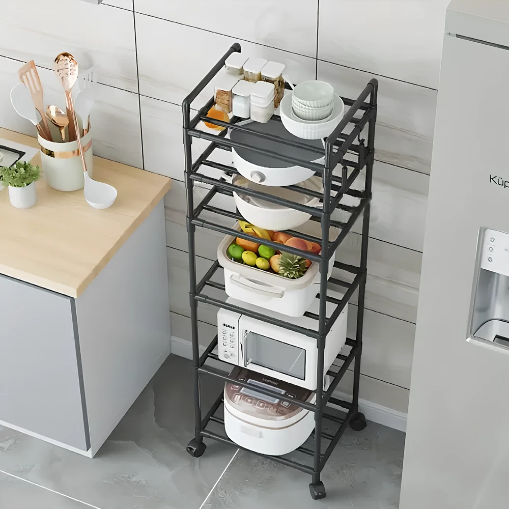 ESTANTERÍA ESTANTES DE COCINA DE 6 NIVELES CON POLEA 42 x 32 x 166CM-4