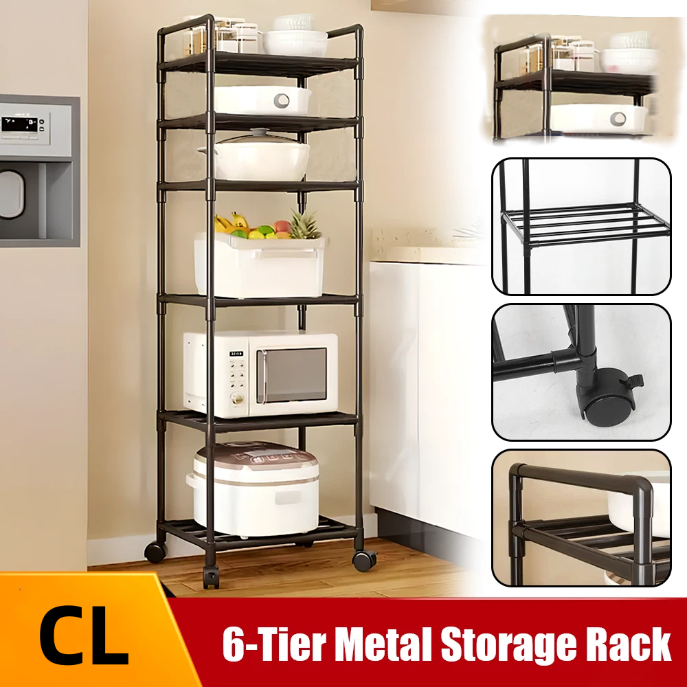 ESTANTERÍA ESTANTES DE COCINA DE 6 NIVELES CON POLEA 42 x 32 x 166CM-7