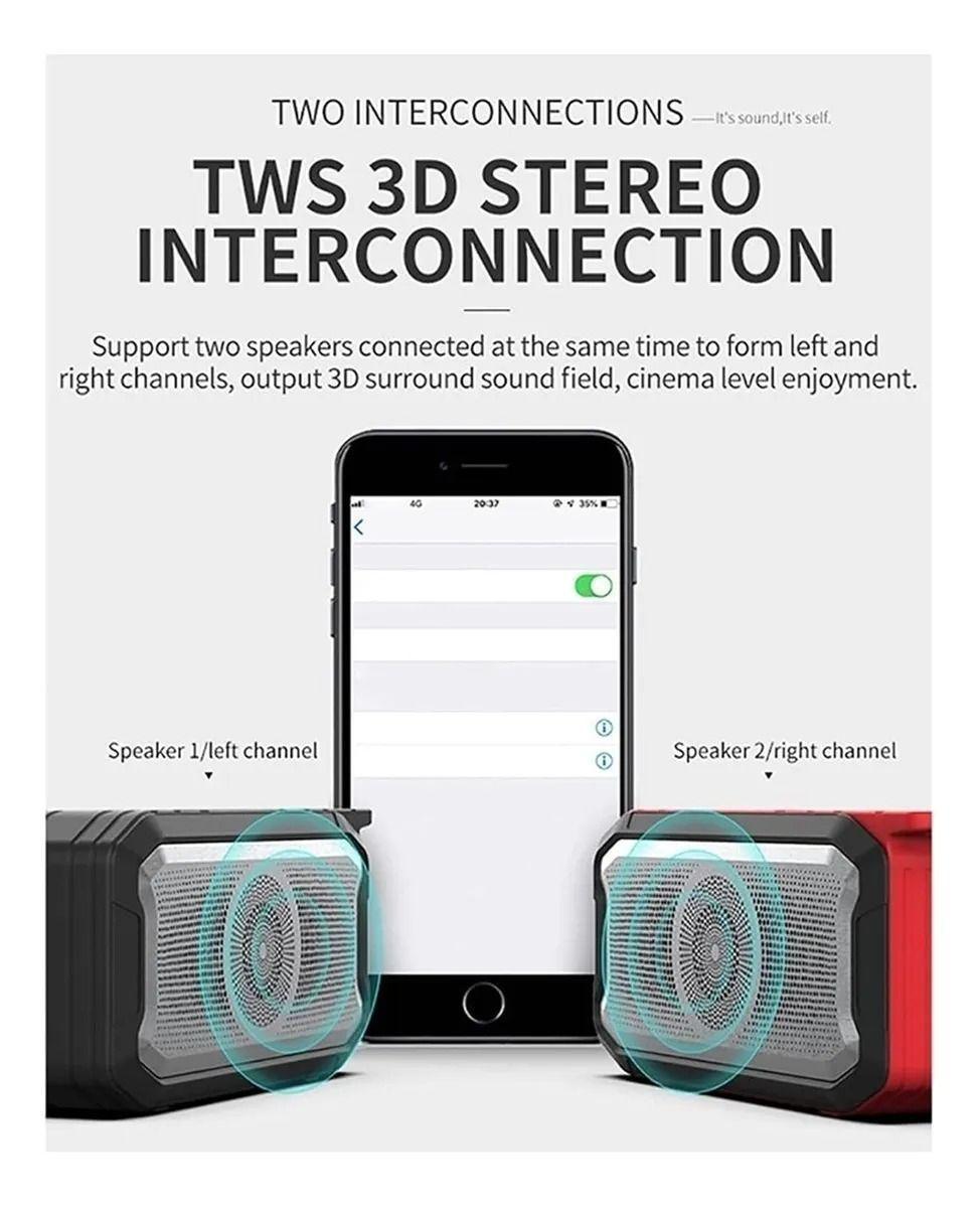 Parlante Bluetooth Sound Inalámbrico USB IPX7 Portátil Rojo-2