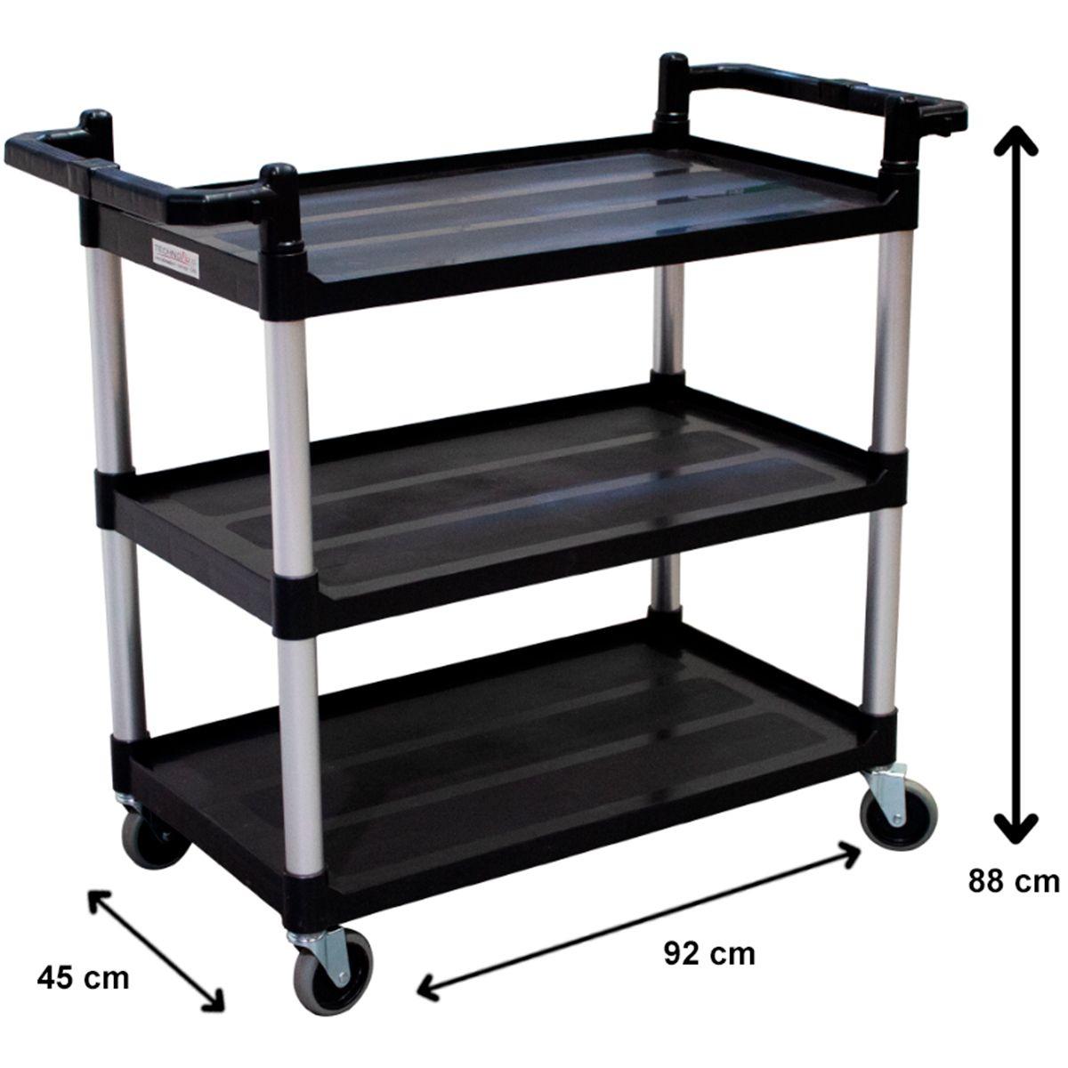 Carro Servicio Multiuso Negro 3 Bandejas 70Kg-3