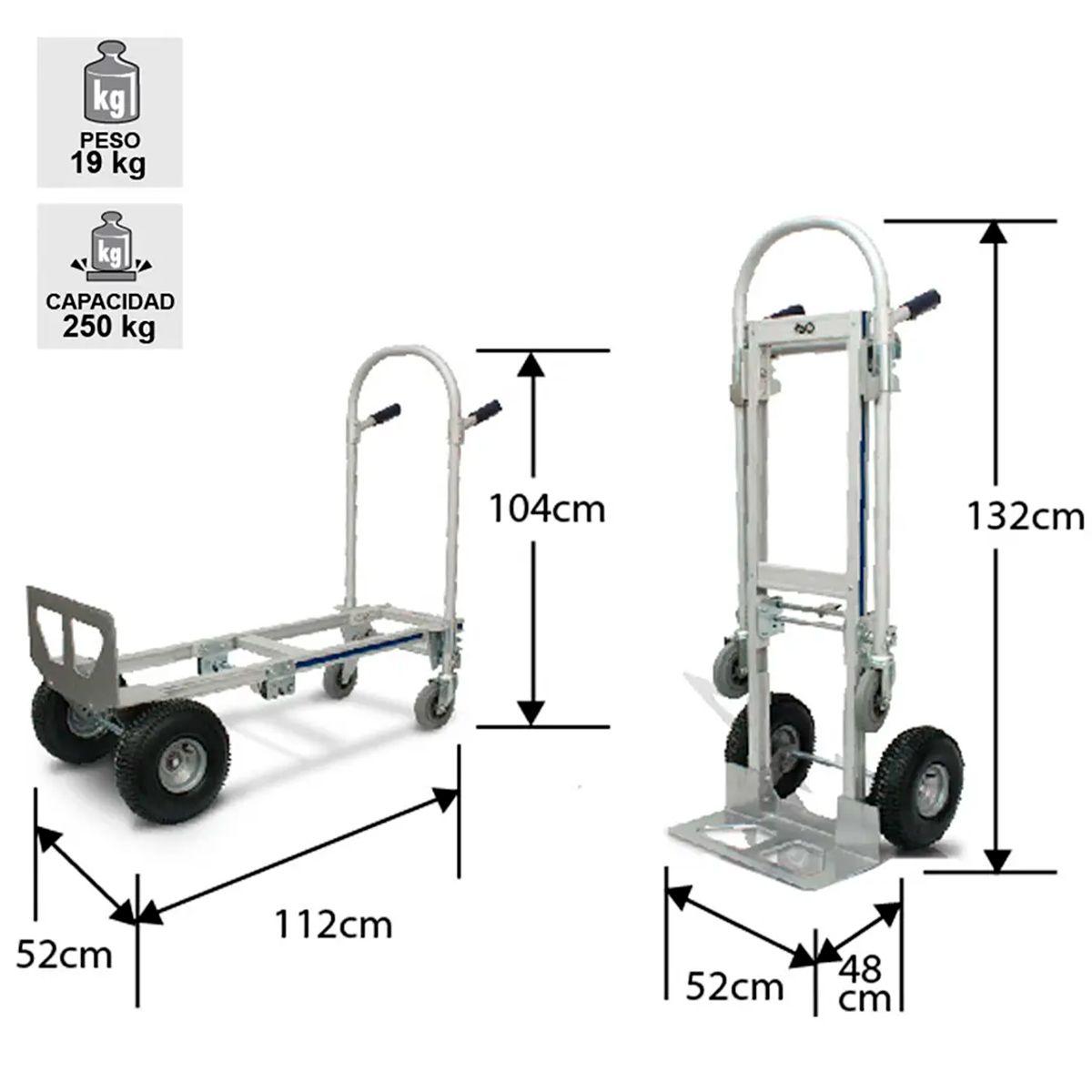 Carro de Carga Aluminio Dual Corto 250kg - Plegable-3