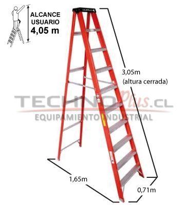 Escalera Fibra de Vidrio 10P con Tapa Pro Top CUPRUM-2