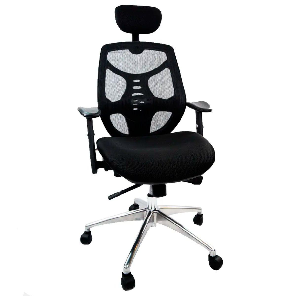 Silla Gerencial Ergonómica Con Cabecera Base Aluminio-3