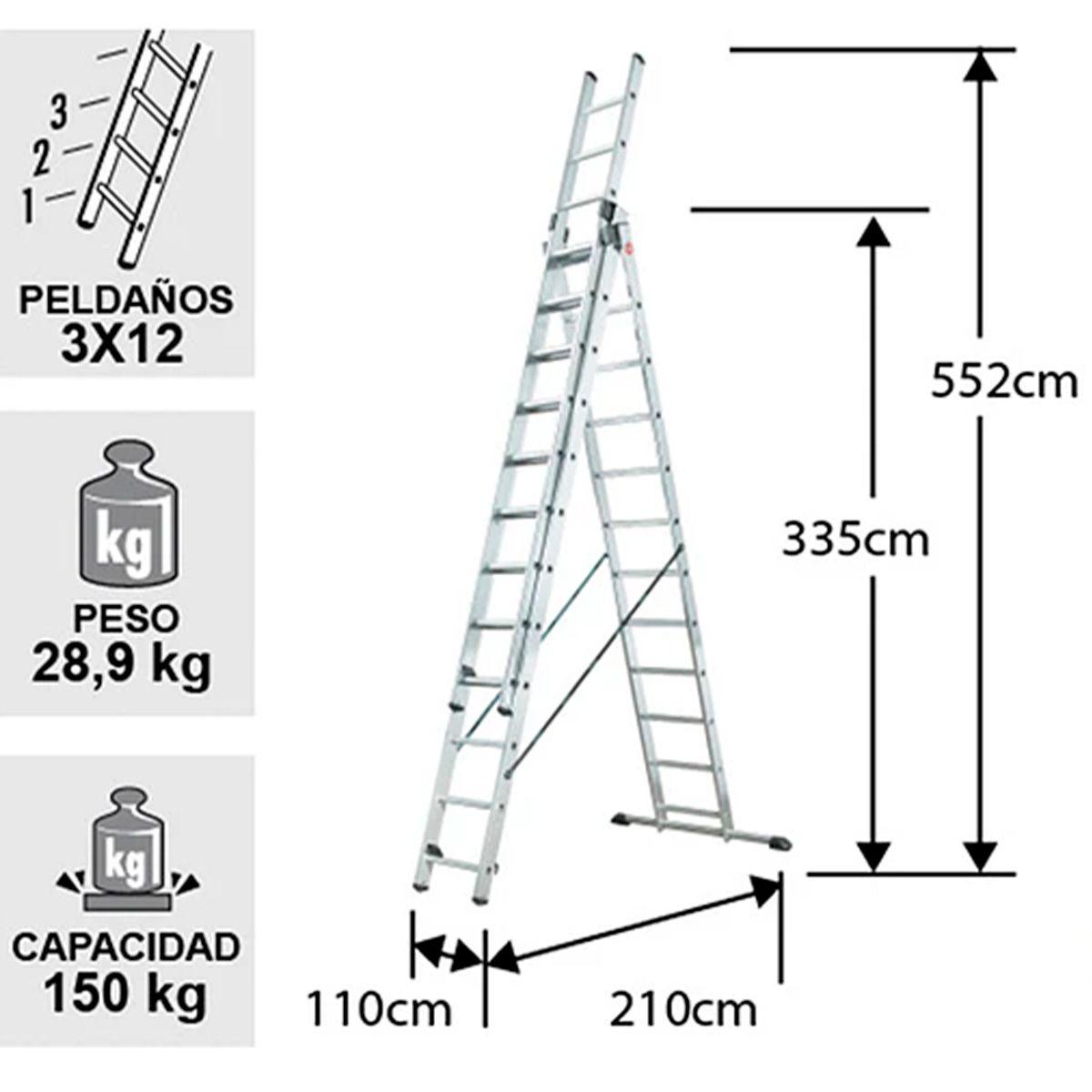 Escalera aluminio tijera telescópica 9.05m HAILO-1