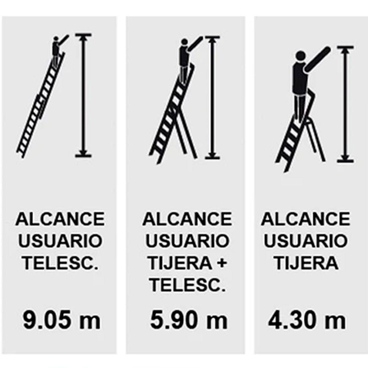 Escalera aluminio tijera telescópica 9.05m HAILO-2