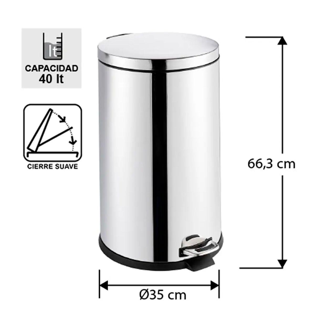 Basurero de Acero Inoxidable Cierre Suave 40L-3