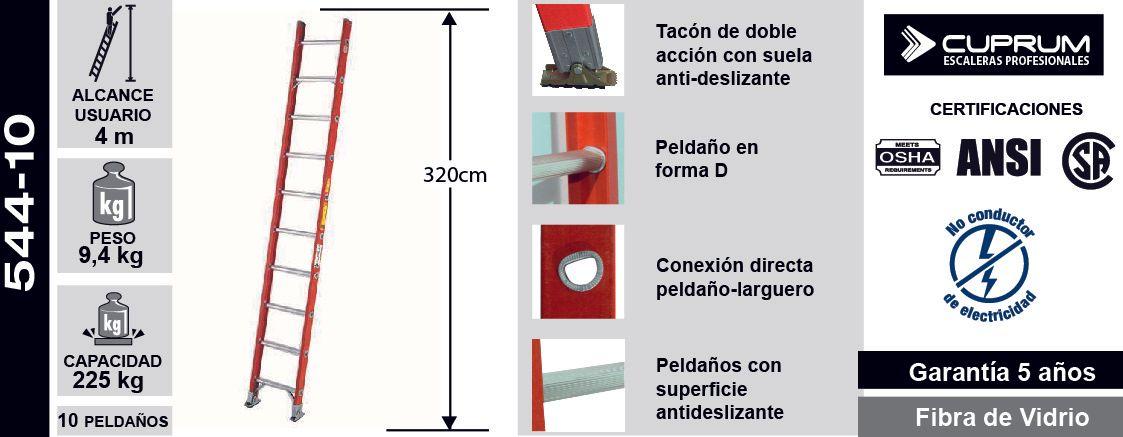 Escalera fibra vidrio recta 3.2 M CUPRUM-6