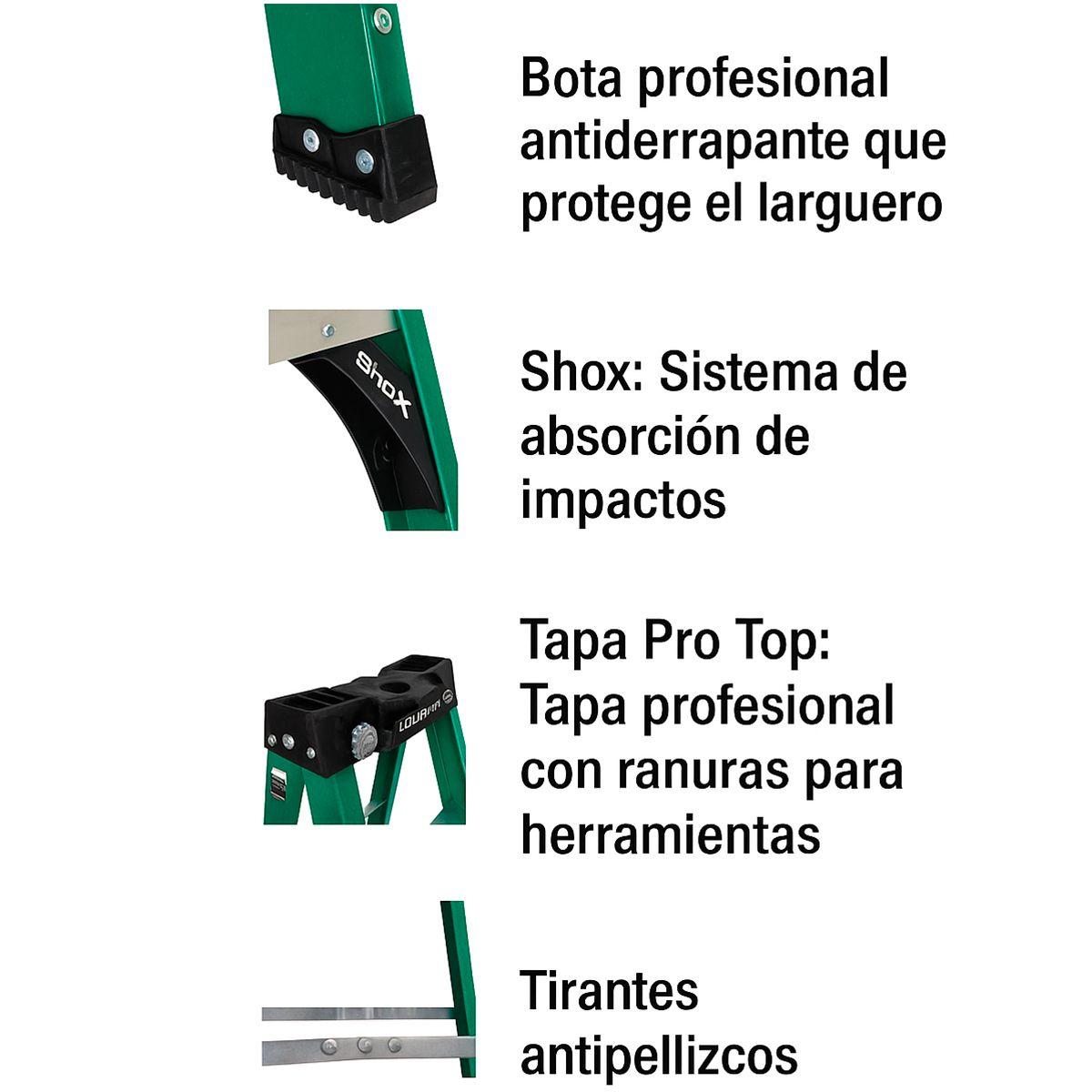 Escalera Dieléctrica Tijera Fibra Vidrio 4 Peldaños 175 Kgs-2