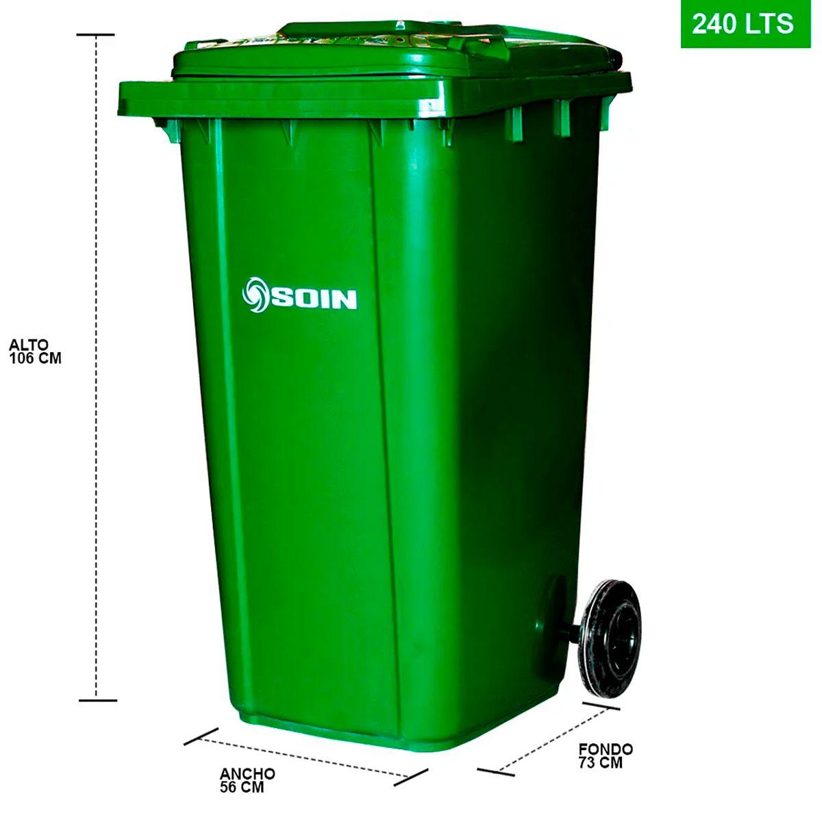 Contenedor de Basura con Ruedas 240L Verde-2