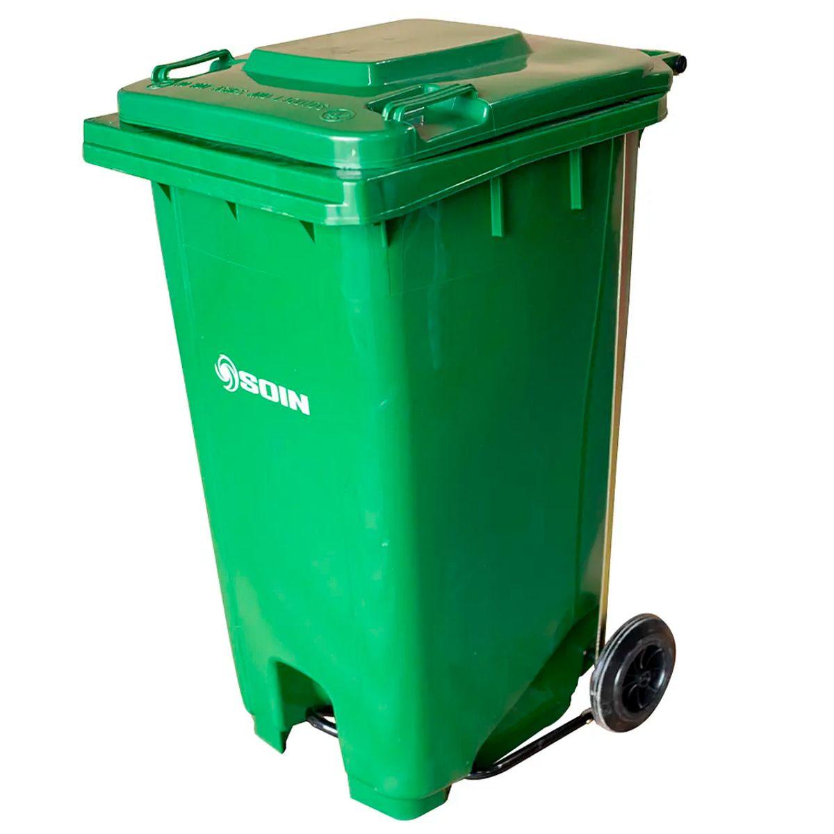 Contenedor De Basura Con Tapa Rueda Y Pedal 120 L-2