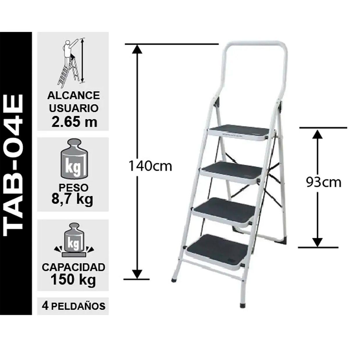 Piso Escalera de Acero 4 Peldaños con Asa de Seguridad-1