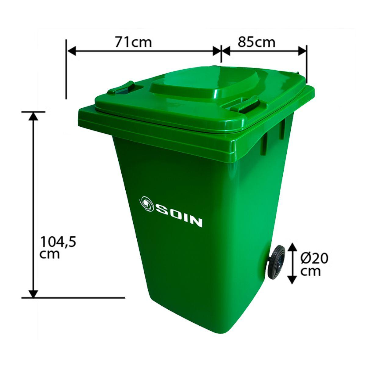 Contenedor de Basura Verde con Ruedas 360L SOIN-2