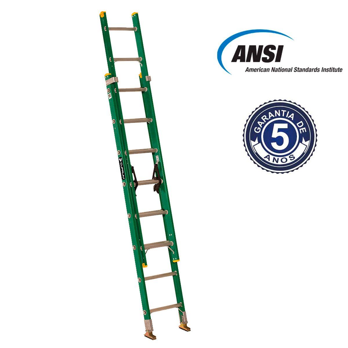 Escalera fibra de vidrio telescópica 4m 16 peldaños CUPRUM-1