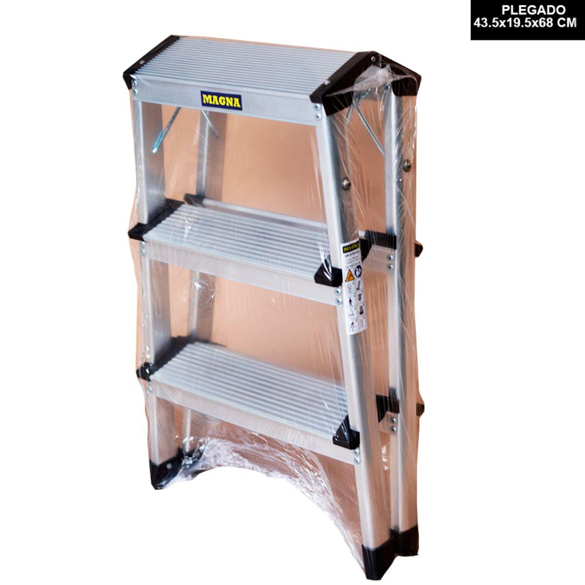 Piso Escalera Plegable 3 Peldaños Liviano 150Kgs MAGNA-2