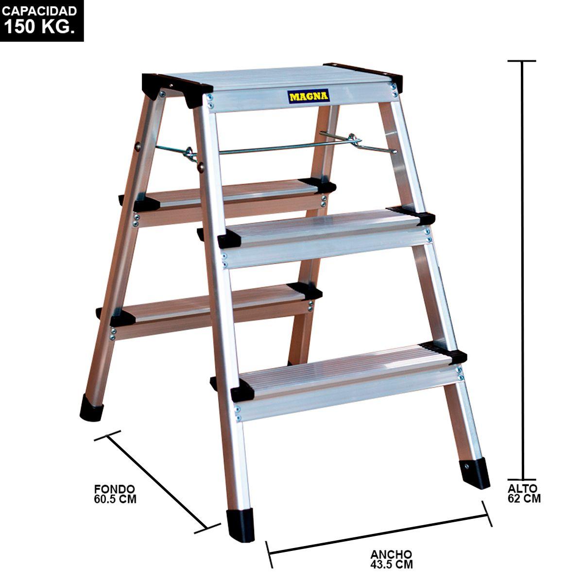 Piso Escalera Plegable 3 Peldaños Liviano 150Kgs MAGNA-3