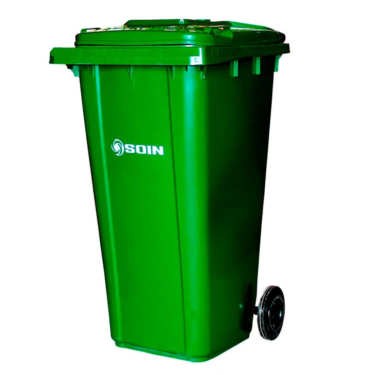 Contenedor de Basura con Ruedas 120L Verde-0